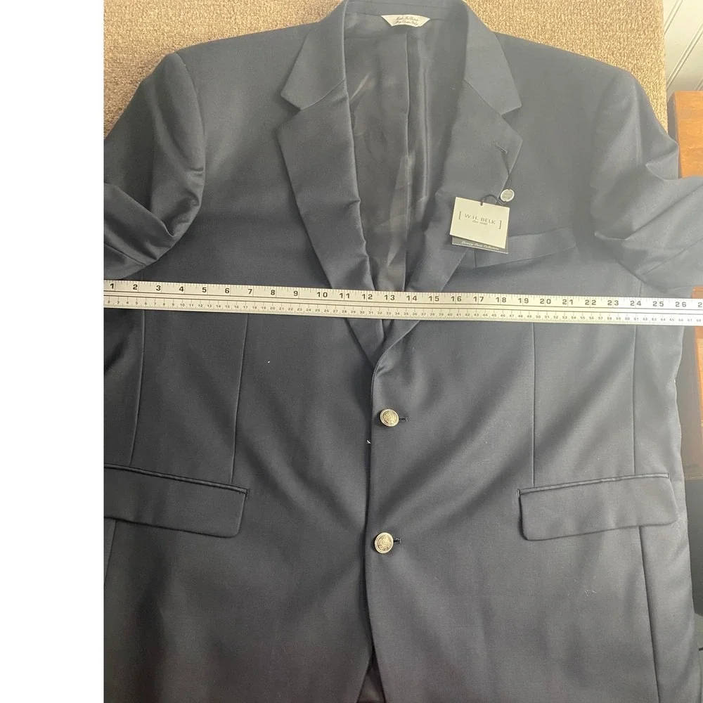 W.H. Belk Mens Navy Super‎ 120s Wool Blazer Sport Coat 50R NWT 211231 FLAW